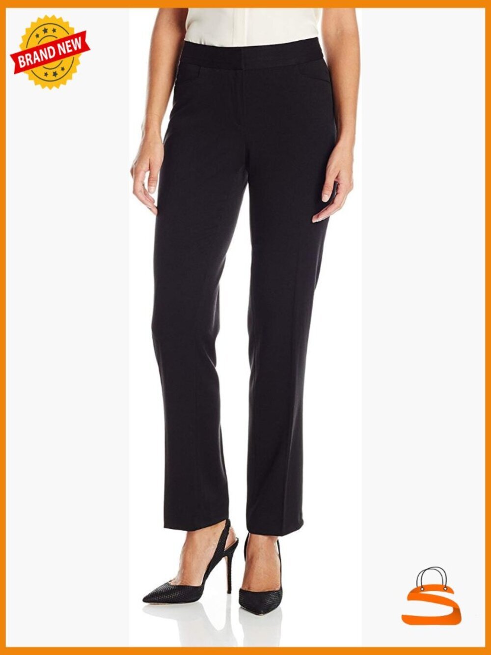 Curvy Fit Gabardine Slim Leg Dress Pants, Stretch, Pockets